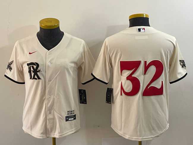 Women%27s Texas Rangers #32 Evan Carter Cream 2023 City Connect Stitched Jersey(Run Small)